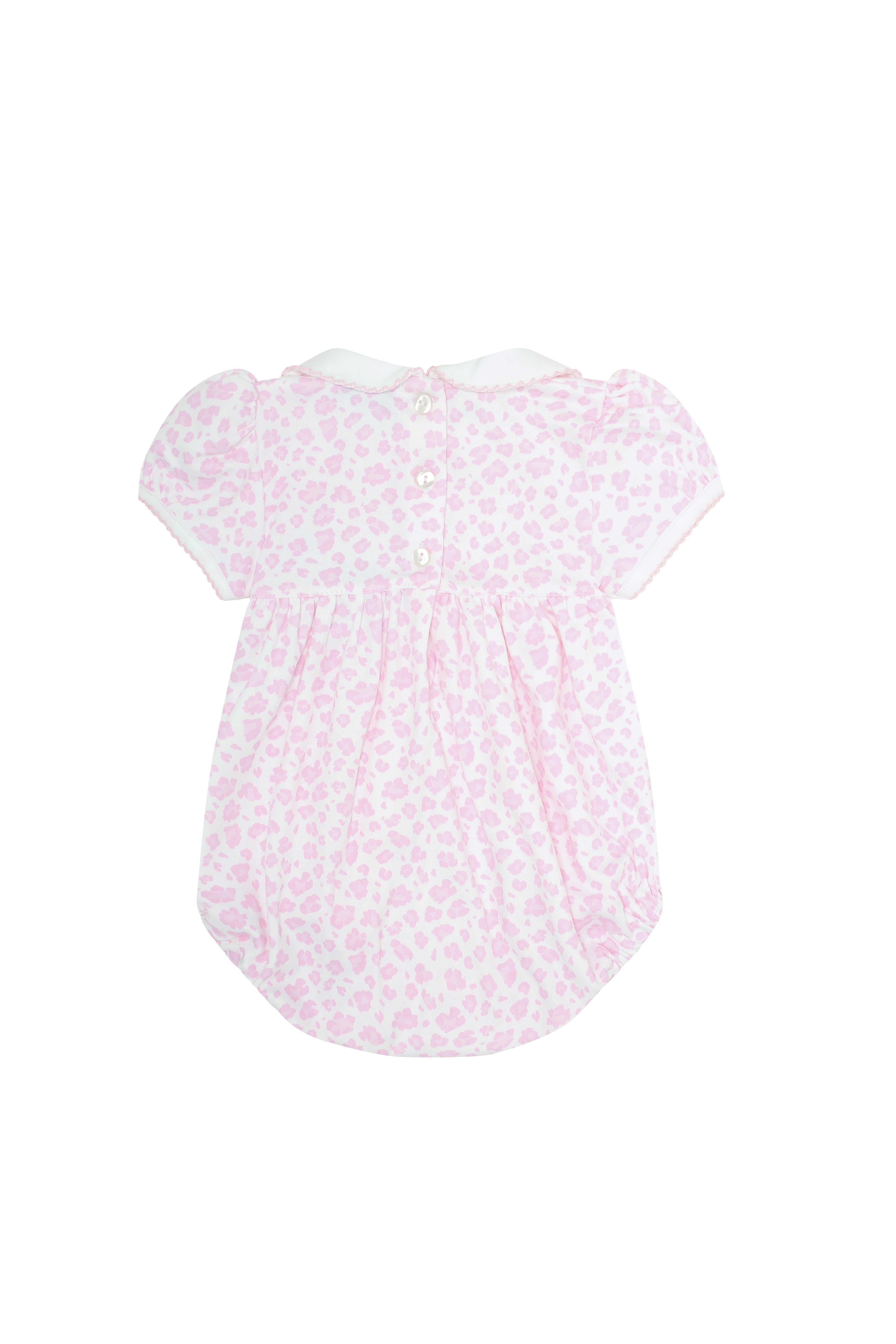 Image of Pink Cheetah Print Smocked Bubble